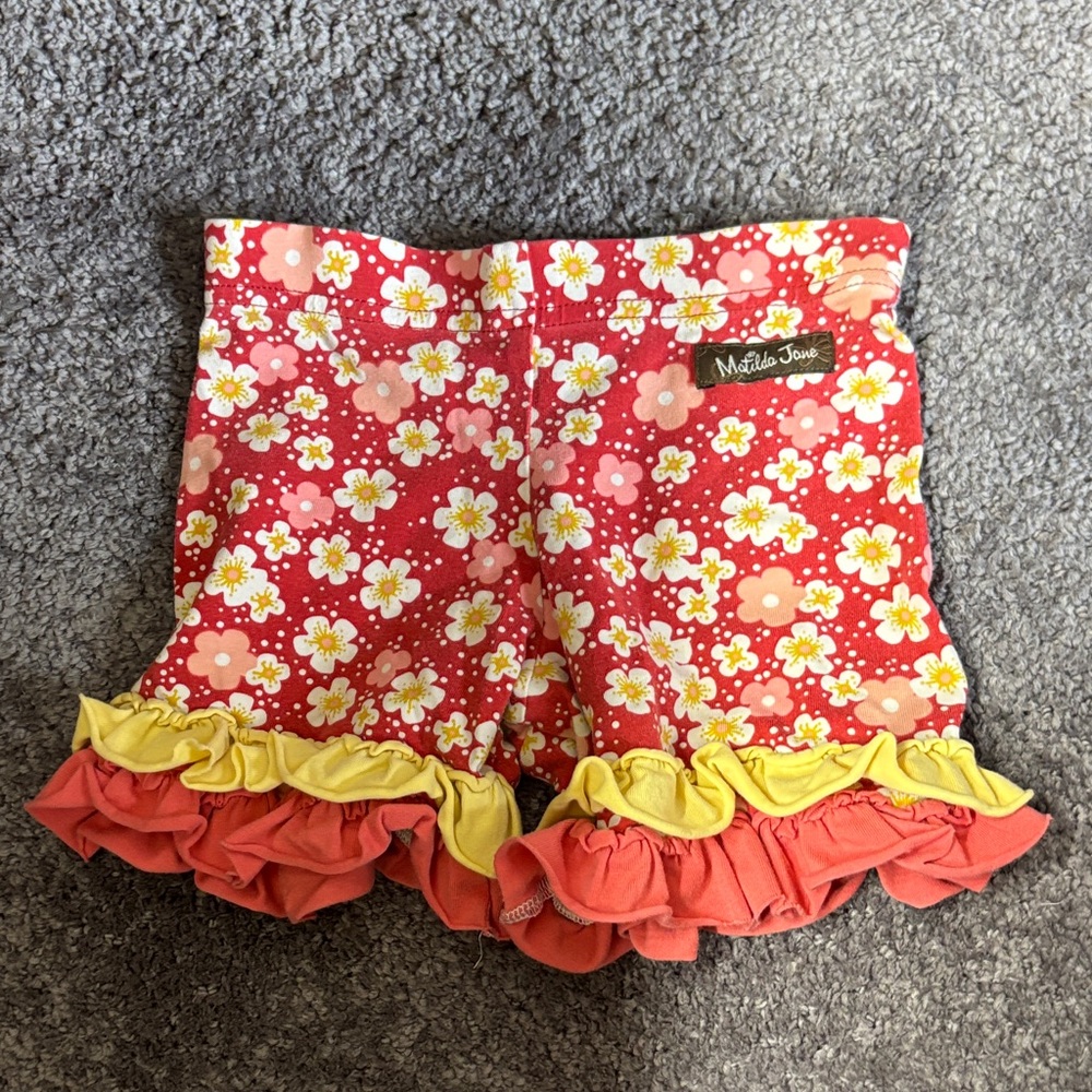 Matilda Jane Red and Yellow Floral Ruffle Shorts 4